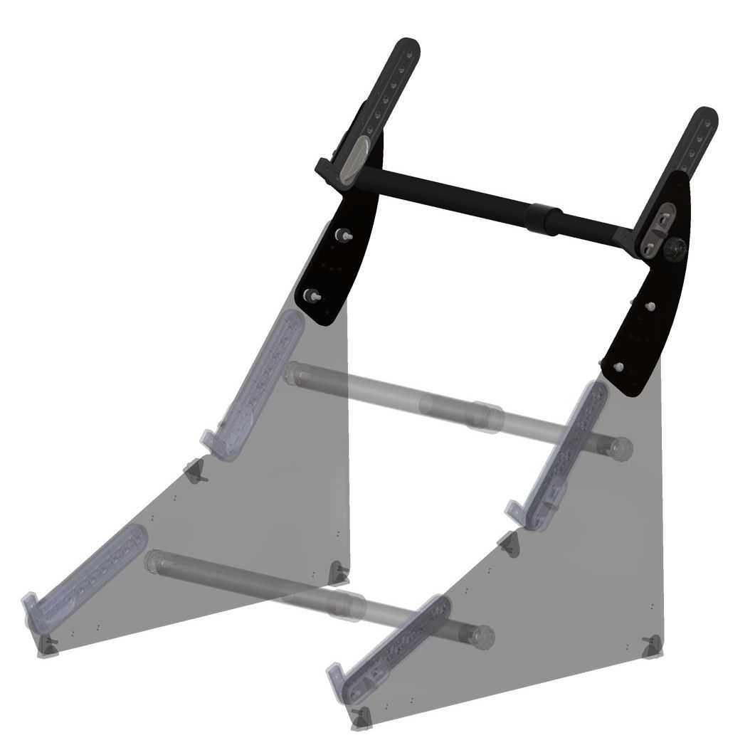 SynthRISE Adapt Tier WIDE montado num suporte de sintetizador