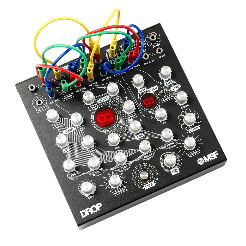 Groovebox e caixa de ritmos analógica MSF The Drop com fichas banana