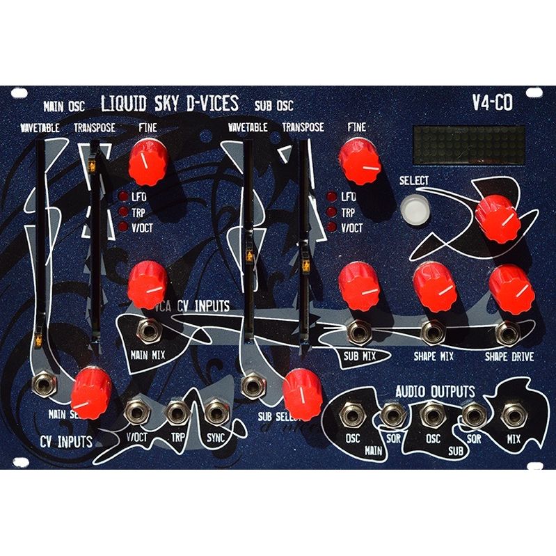 Oscilador wavetable duplo Liquid Sky d-vices V4CO, módulo Eurorack